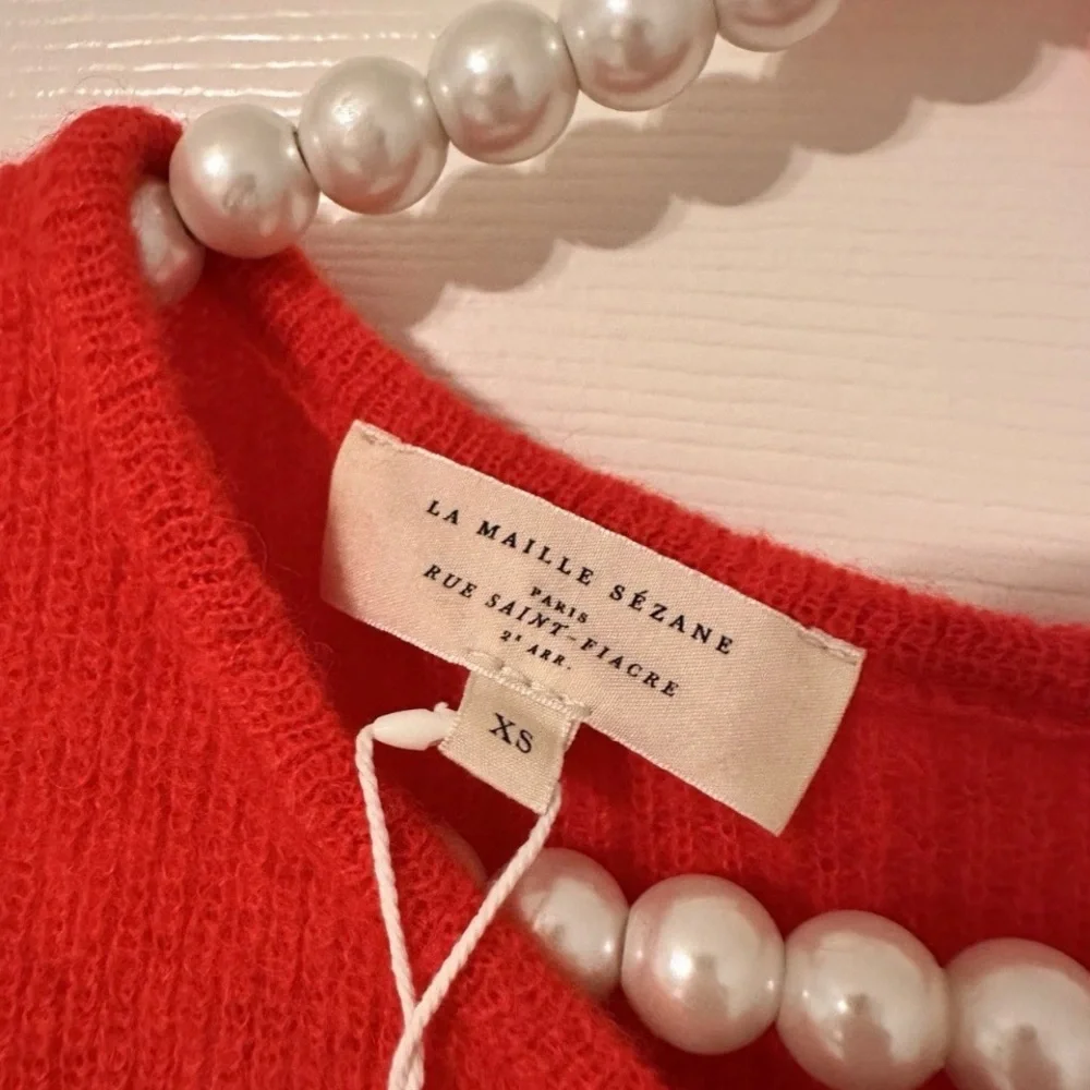 NWT Sezane Gaspard Cardigan Sweater in Red Size XS - Picture 6 of 13